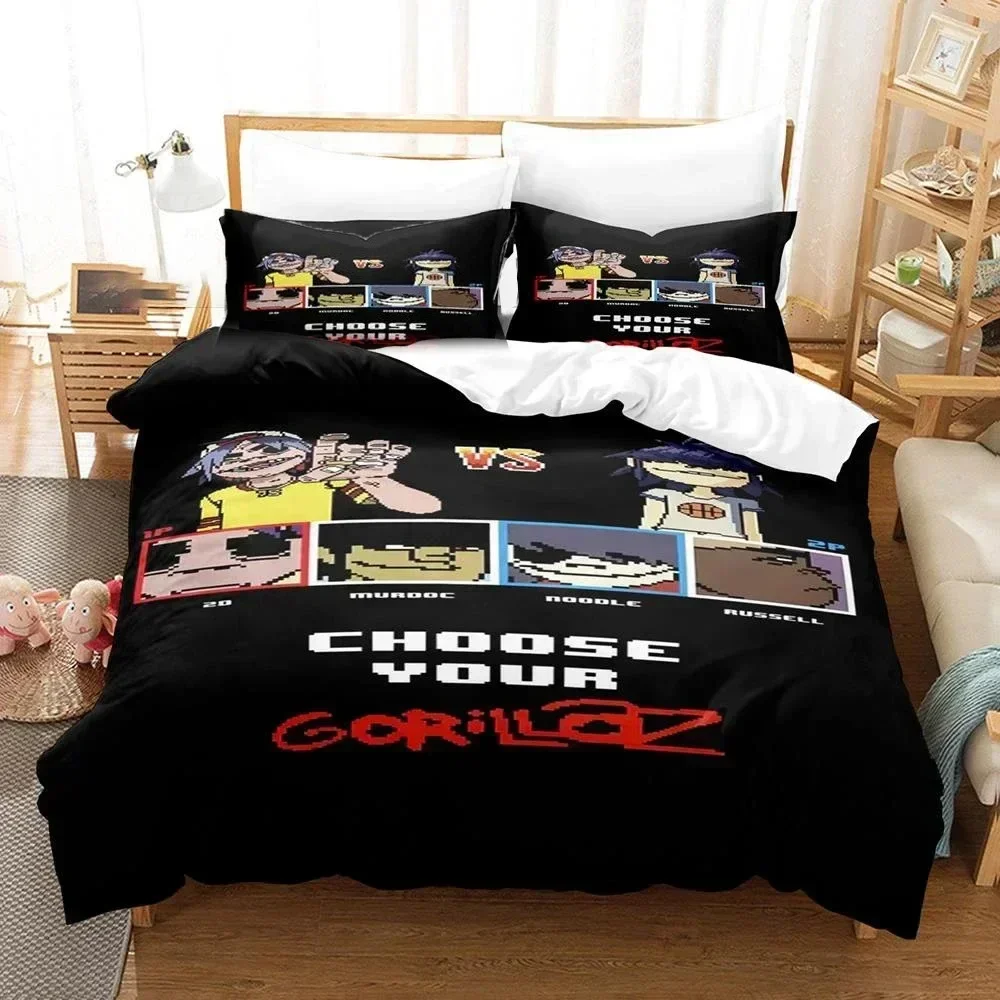 

3D Music Gorillaz Bedding Set Duvet Cover Sheet Printed Bed Set Pillowcase Bed Full Queen King Size Comforter Bedroom