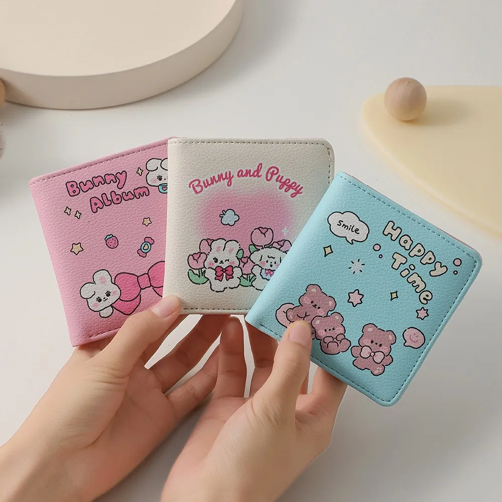 1PC Women\'s Wallet Cartoon PU Coin Purse Small Wallet Cute Girl Short Card Holder Foldable Portable Coin Purses Student Card Bag