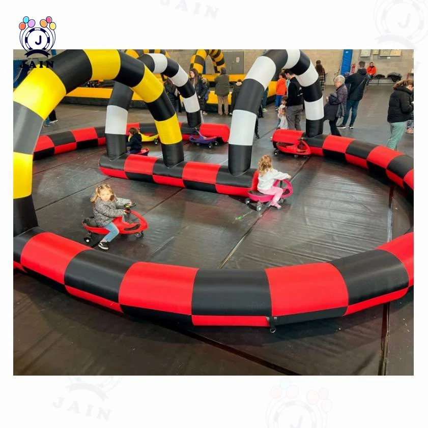 20×16FT Inflatable Gokart Racing Track Outdoor Game with Blower, Inflatable Didi Car Race Track Sport Game For Birthday Party