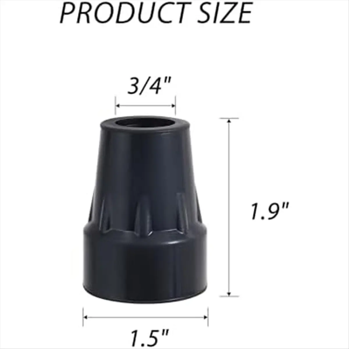 FOR HOME Crutch Tips, 3/4Inch Heavy Duty Non-Slip Rubber Cane Tips, Replacement Cane Foot Caps, Crutch Pads, 6 PCS