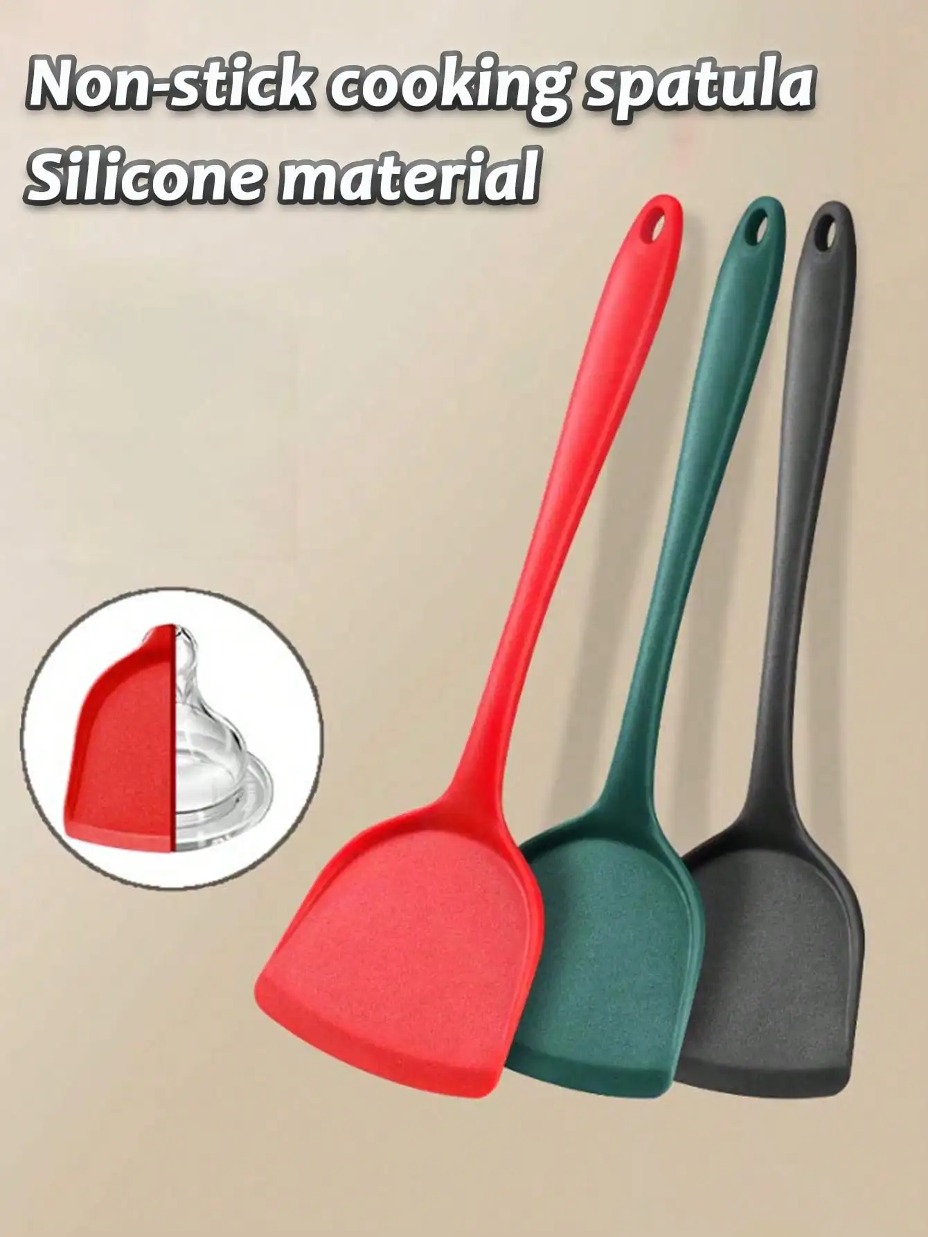 1pc Thickened Silicone Kitchen Supplies, High Temperature Resistant Non-Stick Household Cooking Shovel Kitchen Cooking Tools
