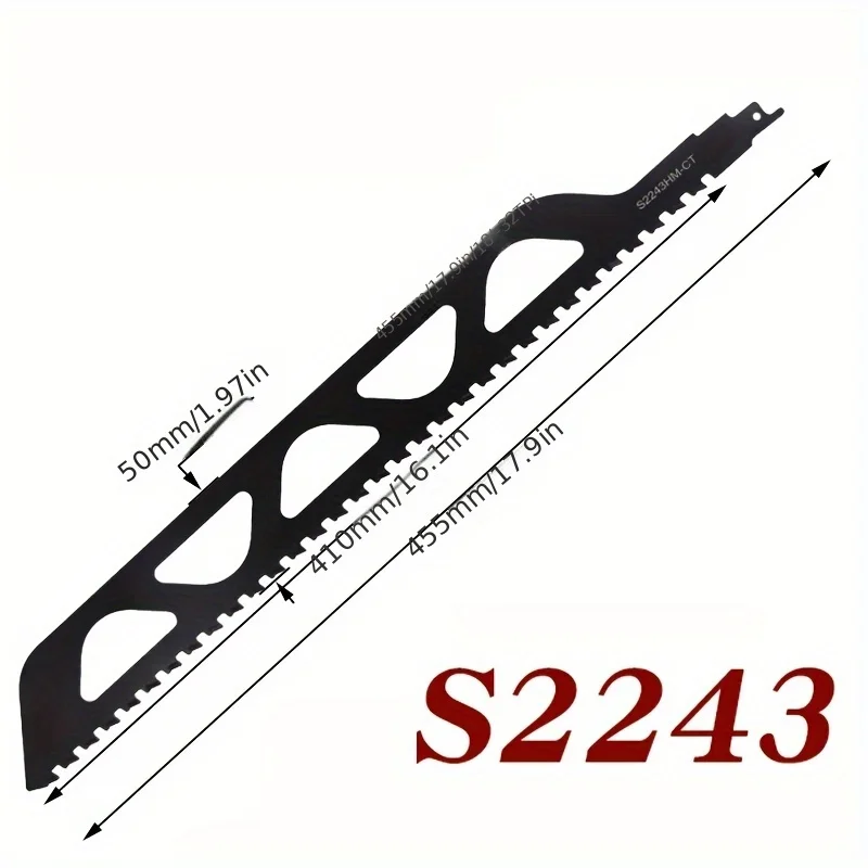 ‌3-Pc Carbide Reciprocating Saw Blades - Cuts Gas Blocks, Brick, Stone & Masonry - Heavy Duty for Power Saws‌