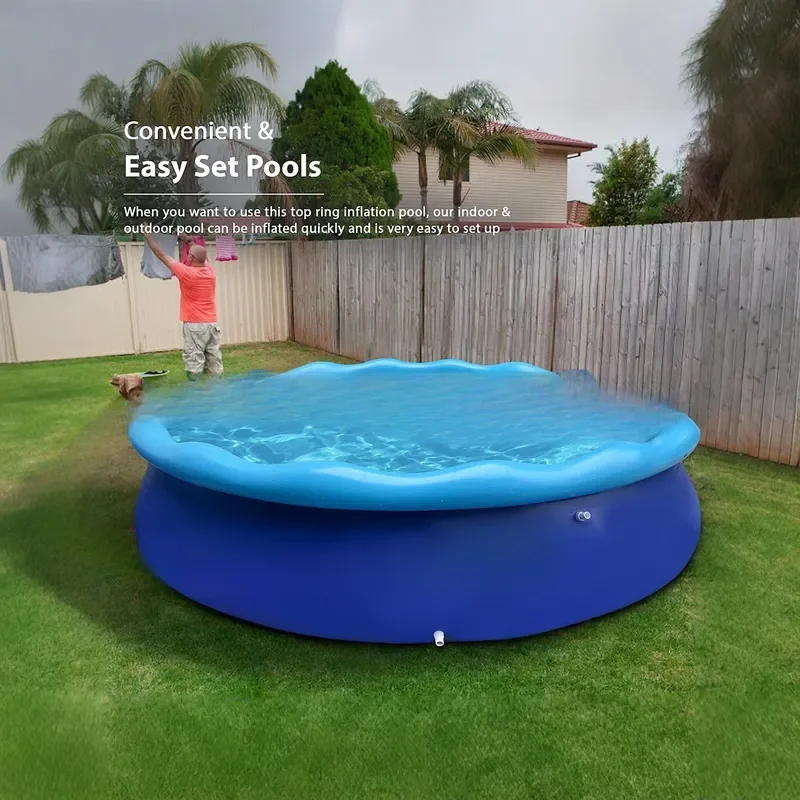 Large Round Inflatable Swimming Pool Thickened PVC Netted Design Outdoor Family Water Play Center for Kids Backyard Use