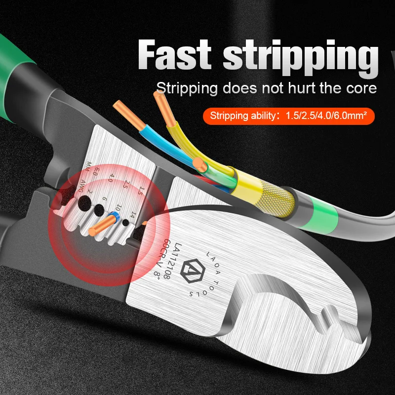 LAOA CR-V Cable Cutter Wire Stripper Pliers Function Bolt Cutting Multifunction Hand Tools Anti-Slip Electrician Scissors