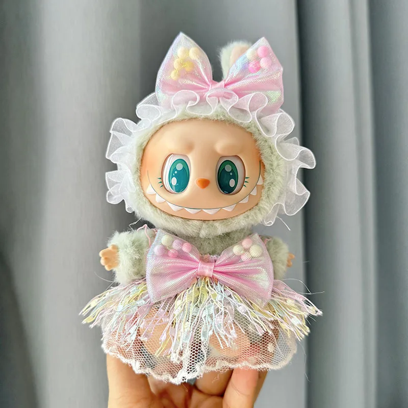 

17cm Labubu I II Idol Dolls Clothes Kawaii Cute Rabbit Skirt Dress Accessories Korea Kpop Exo Clothing Plush Doll'S Clothes