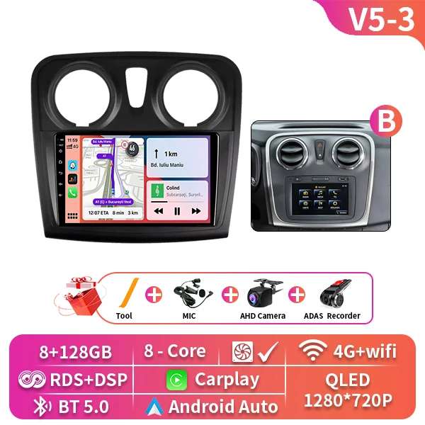Android 16 Auto Voor Renault Dokker Lodgy Dacia 2012-2020 Radio Multimedia Speler Android Auto Carplay Head Unit navigatie Gps