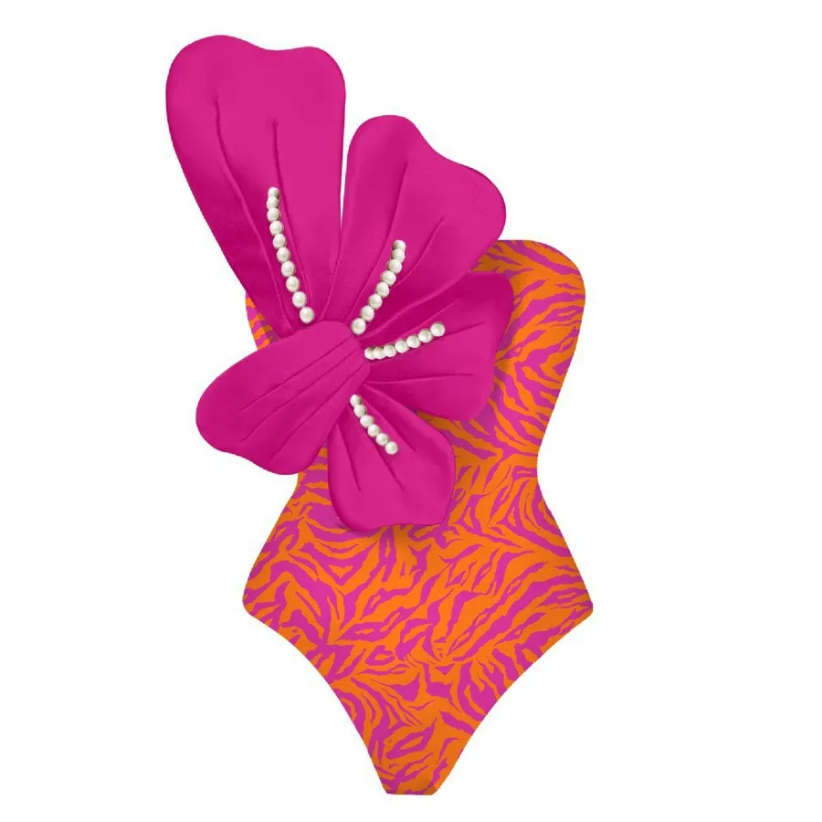 Sexy Women 2025 3D Butterfly Flower One Piece Swimsuit Cut Out Bikini Set Bodysuit Monokini Biquini Bathing Suit Skirt Beachwear