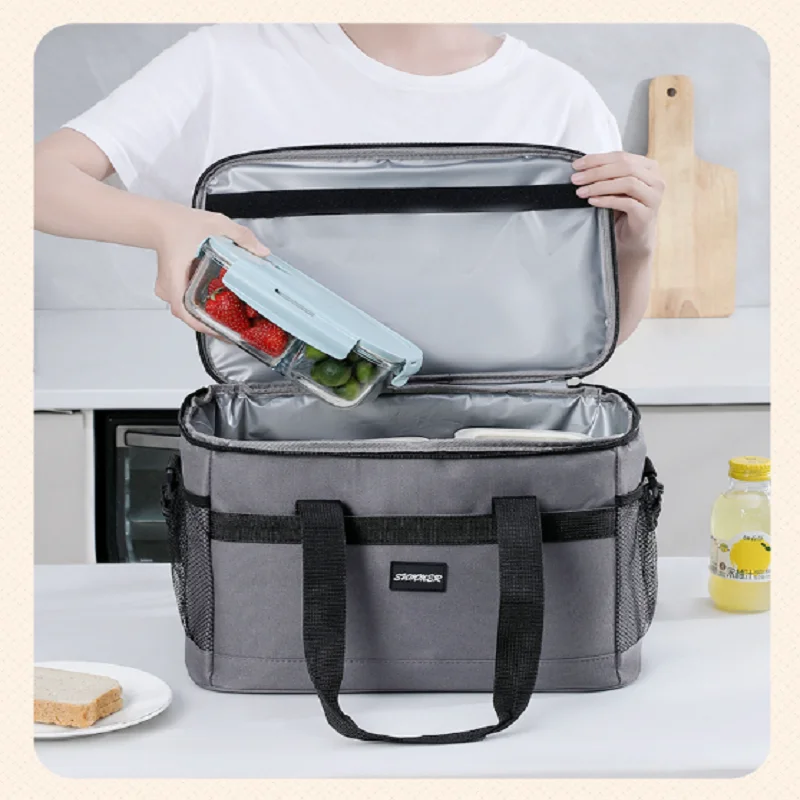 Large-Capacity Square Ice Packs Minimalist Insulated Lunch Box Bag Crossbody Fresh-Keeping Picnic Bag for Outdoor Use view 5