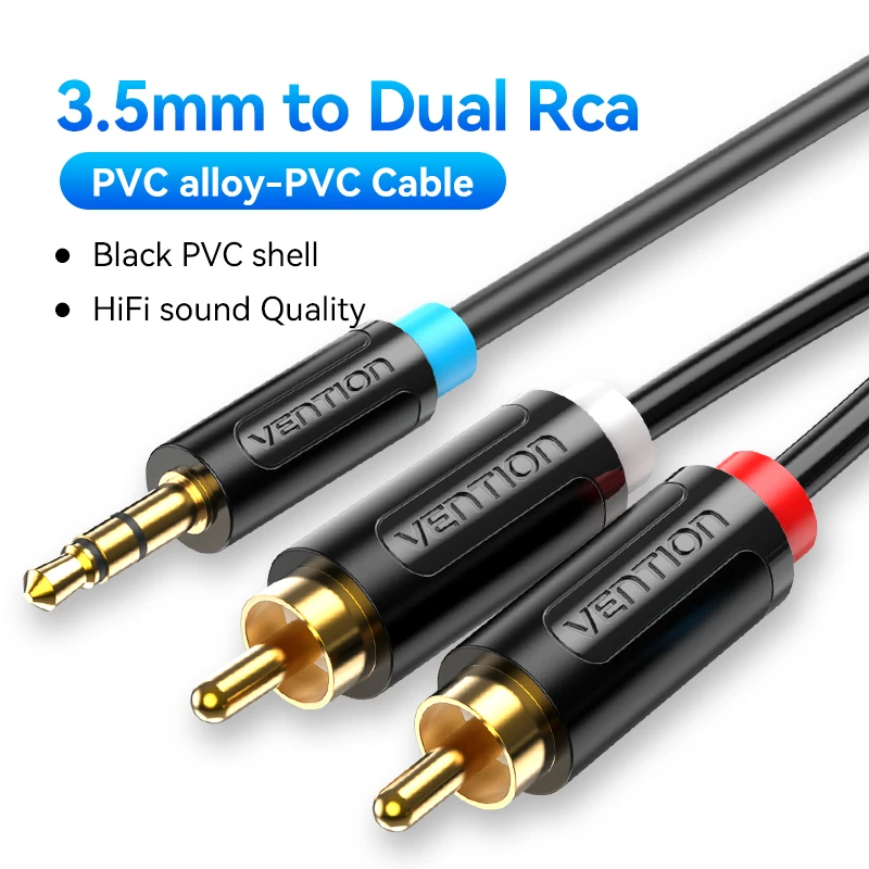 Ventie RCA Kabel HiFi Stereo 3.5mm Jack naar 2RCA Audio Kabel AUX RCA 3.5 Y Splitter voor Versterkers Audio home Theater Kabel RCA