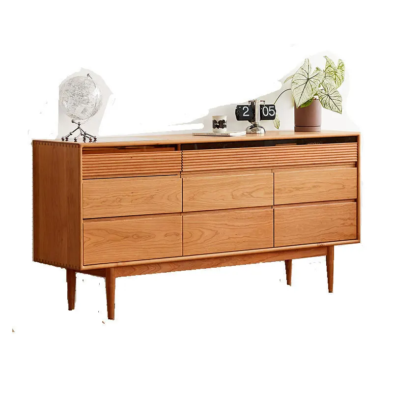 

Nordic retro solid wood cherry wood eight-bucket cabinet, simple Japanese white oak, bedroom living room locker