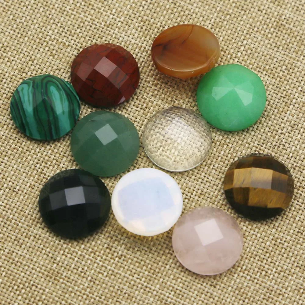 16MM Quality Natural Stone Section Round CAB CABOCHON Beads Charm Jewelry Clothes Accessories Gift Wholesale 20Pcs Free Shipping