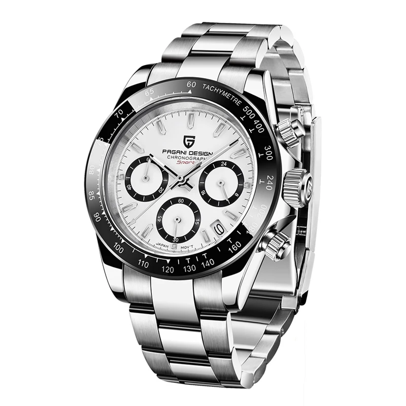 PAGANI DESIGN Neue multifunktionale Sport-Quarz-Armbanduhren, luxuriöse Saphirglas-Chronographen, 100 m wasserdichte Edelstahluhren