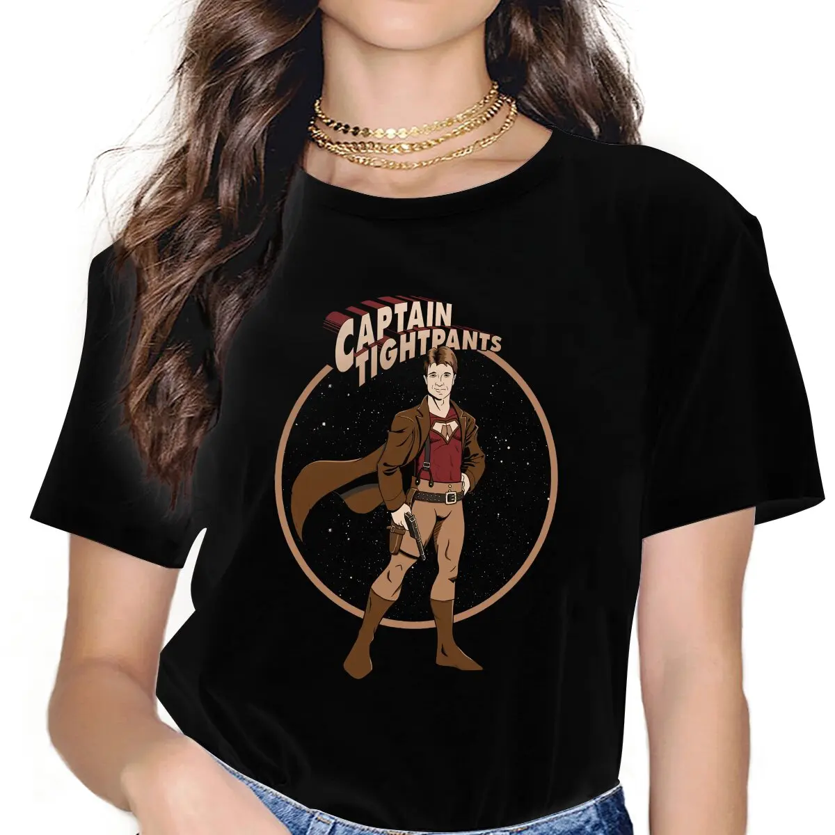 Captain Tightpants Classic Cute Girls Women T-Shirt Firefly Serenity Malcolm TV Blusas Harajuku Casual Short Sleeve Vintage Tops