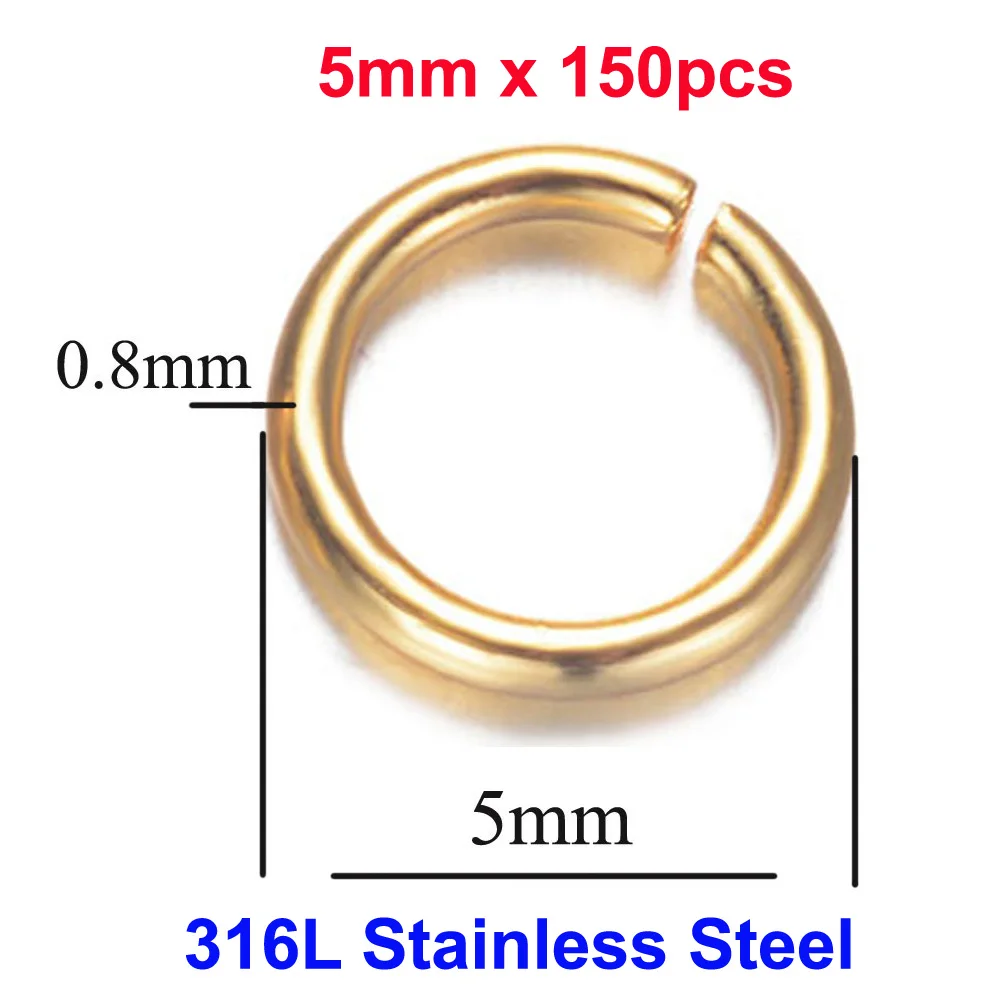 100-3000 stuks 18k goud vacuüm geplateerd 316L roestvrij staal open jump ring kreeftgesp groothandel ketting maken DIY sieraden