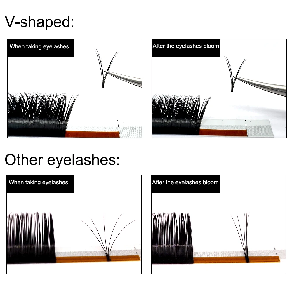 Yelix V Shape Auto Fan Lashes Premade Volume Eyelash Extensions Natural Fluffy False Lashes Easy Pick No Scatter Quick Grafting