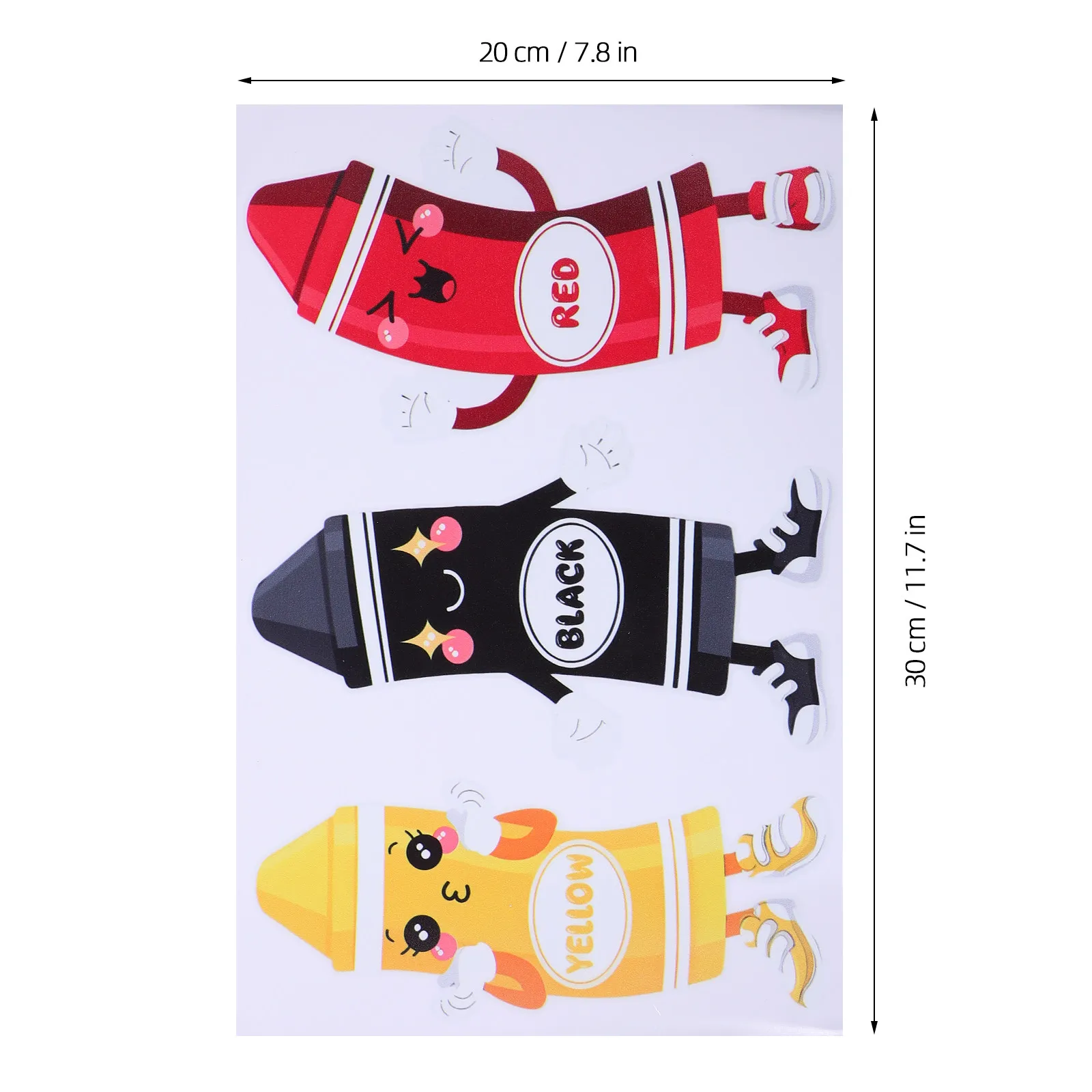 4Pcs Cartoon Crayon Wall Stickers Classroom Decoration Peel Stick Removable Colorful Bulletin Board Educational Wall Decals