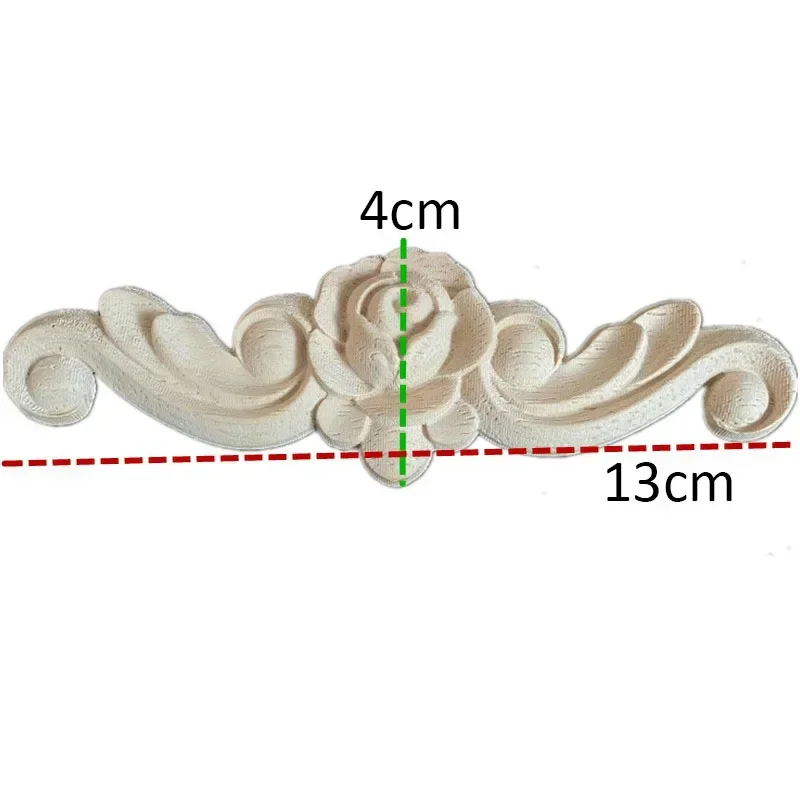 13cm Solid Wood Applique Decorative Flower Floral Background Wall Wardrobe Figurines Miniatures Home Decoration Accessories