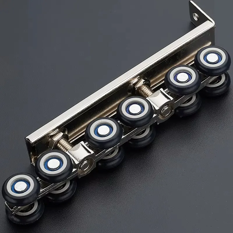 Stainless steel double composite nylon sliding door sliding door 12 wheel pulley thickened quiet multi-bearing anti-impact head