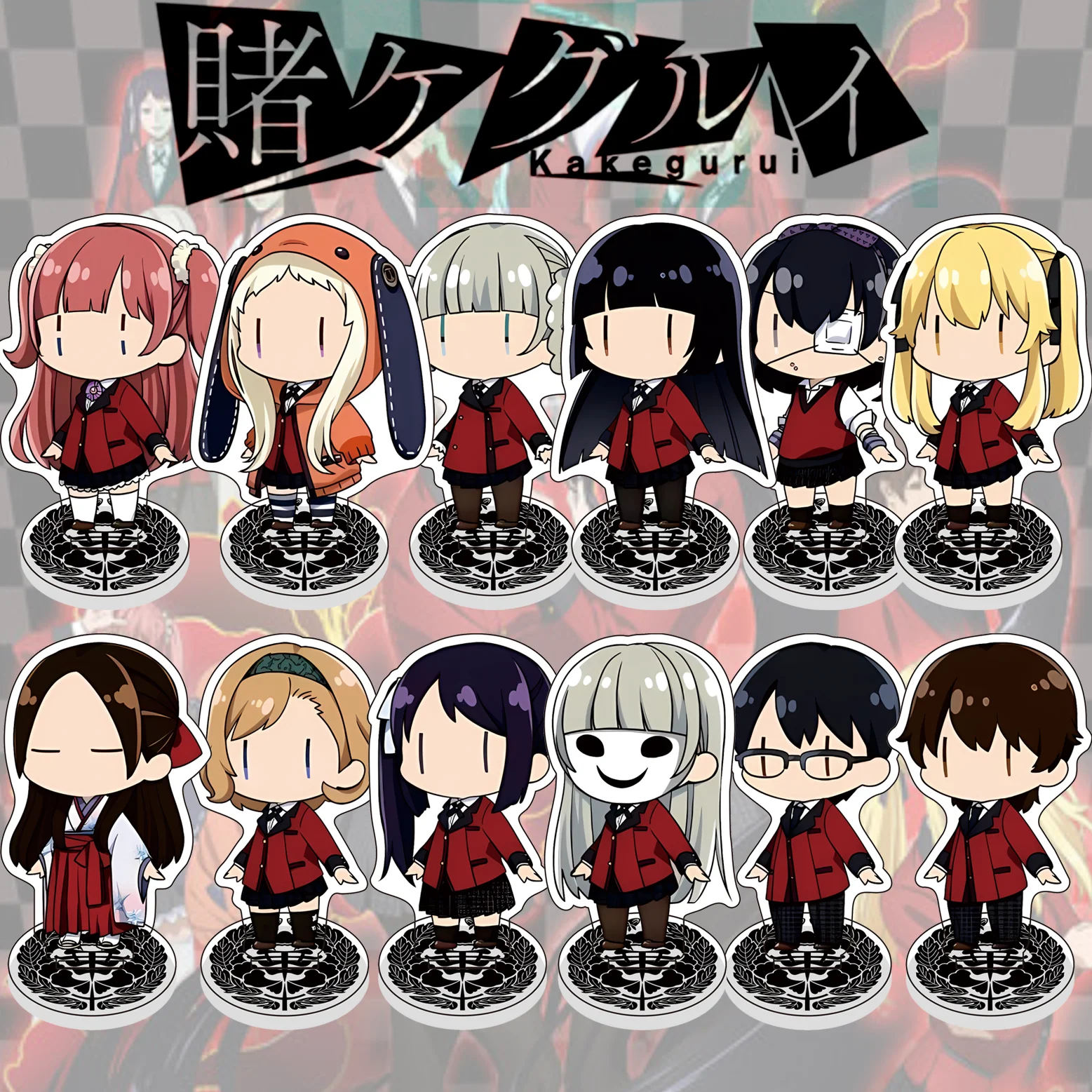Anime Kakegurui Soporte acrílico Chibi de 10 cm: linda figura de personaje de anime, exhibición coleccionable, decoración de escritorio, regalo perfecto para fanáticos