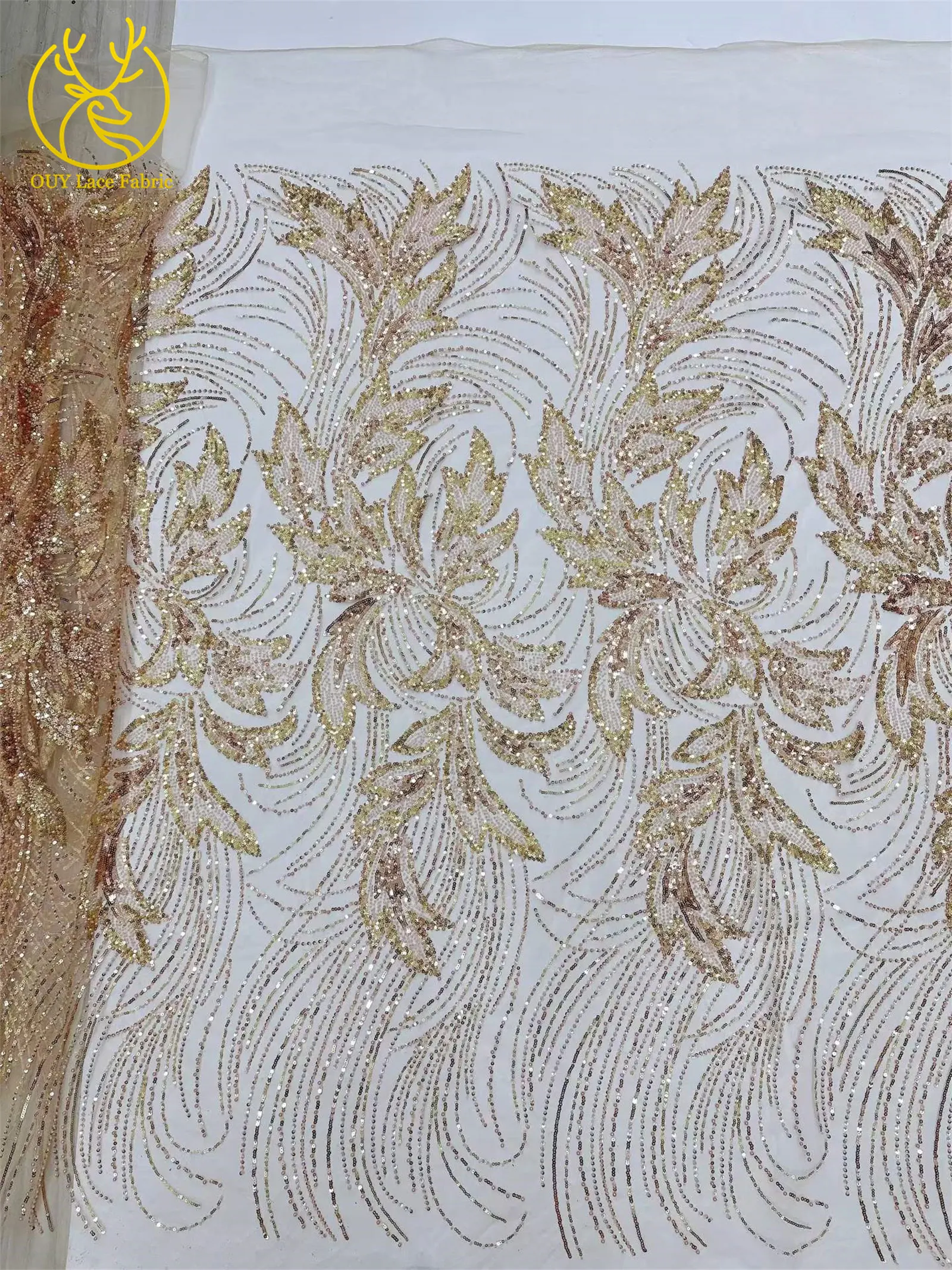 Großhandel Nigerianischer Perlen-Spitzenstoff 2026 Modischer Französischer Afrikanischer Pailletten-Netzstoff für Brautkleider und Partykleider 5 Yards – Detail 22