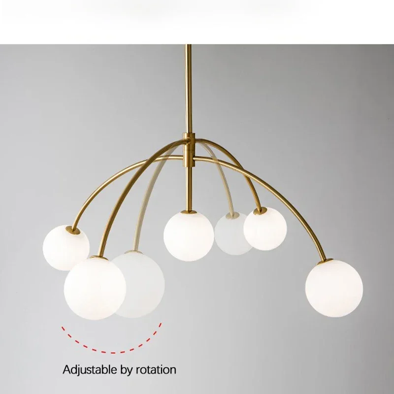 SANDYHA Modern Simple Crystal Pendant Light Milky White Glass Ball Luxury Led Lamp for Dining Room Bedroom Study Pendant Light