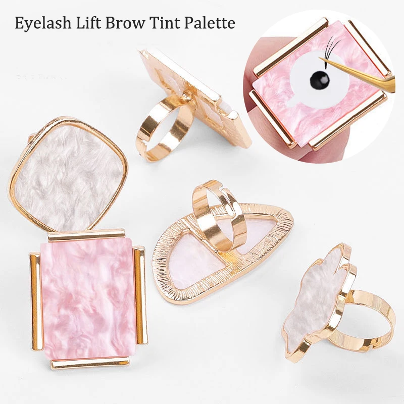 Imitation Shell Eyelash Perm Resin Palette Adjustable Rings Nail Color Mixing Hand Painted Uv Gel Diy Manicure Tools