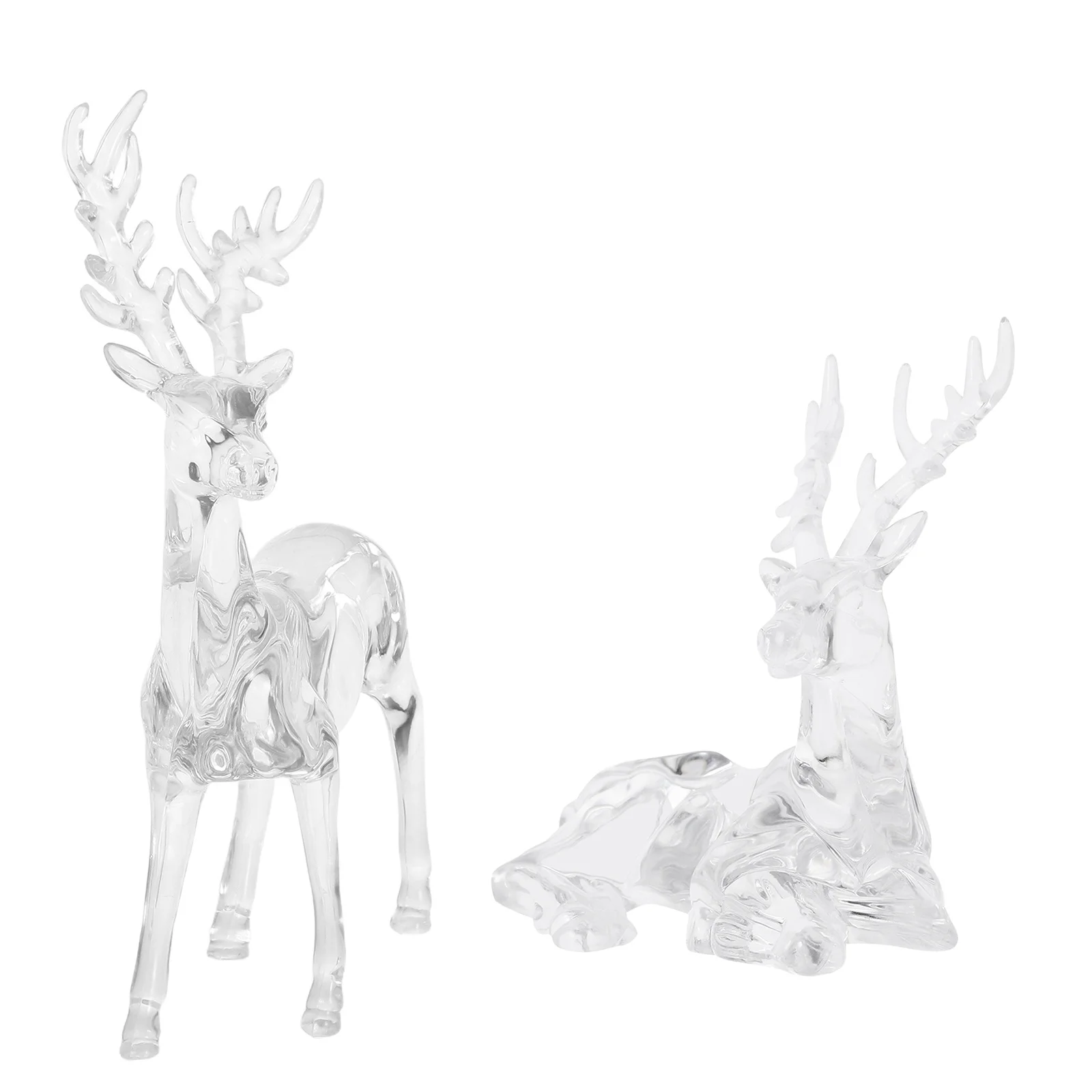 

2 Pcs Christmas Decorations Reindeer Clear Acrylic Figurines Party Favors Transparent Elk