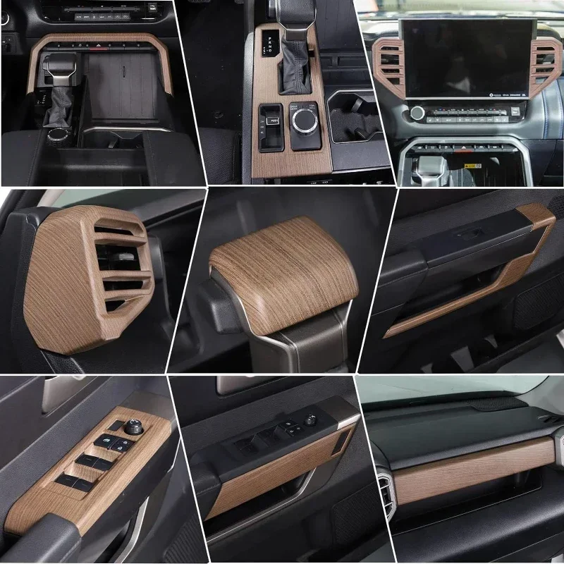 ABS Pear Wood Grain For Toyota Tundra for Toyota Sequoia 2022-2025 Car Center Console Interiors Kit Trim Sticker Car Accessories