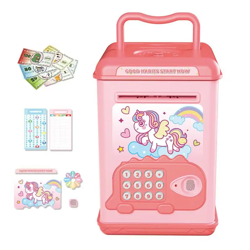 

Kids ATM Bank Machine Lockable Children Money Box Children Money Box Electric Money Box Cartoon Music Box Sensory Toy