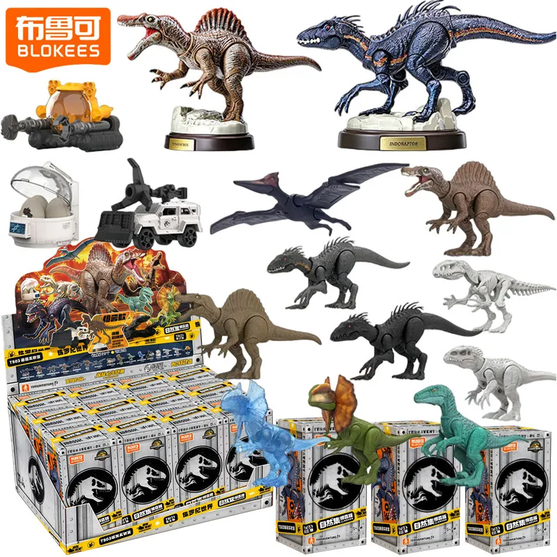 BLOKEES Jurassic World Vol.3 Indoraptor, Espinosaurio, Pterodáctilo, Dilofosaurio, Figuras de Acción, Juguetes, Caja Misteriosa Sorpresa, Regalos de Cumpleaños