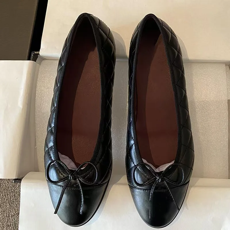 Chaussures plates de Ballet à nœud pour femmes européennes et américaines, nouvelle collection 2025
