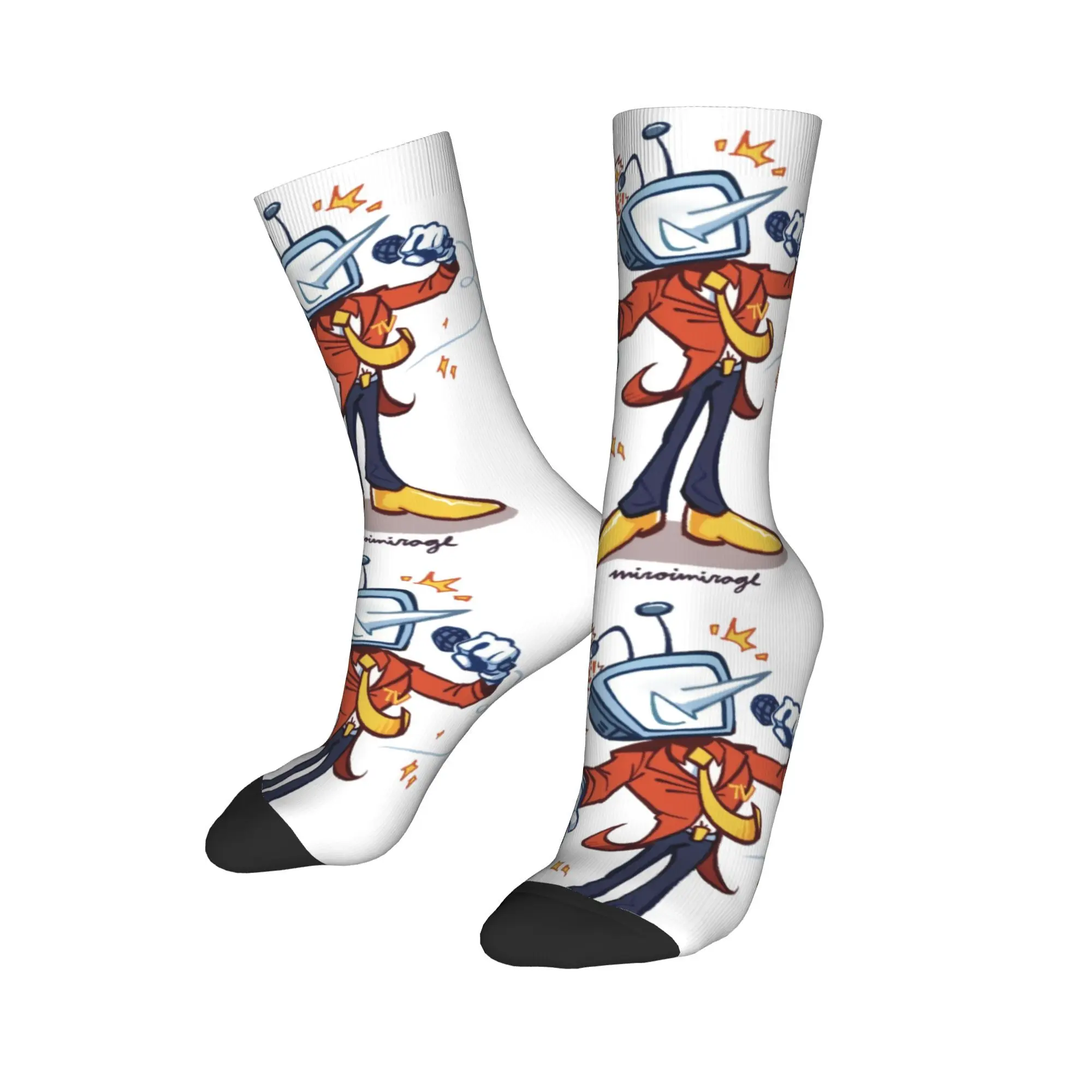 

Hip-hop It's TV Time!! Mr Tenna Deltarune Soccer Socks Game Polyester Middle Tube Socks for Unisex Sweat Absorbing