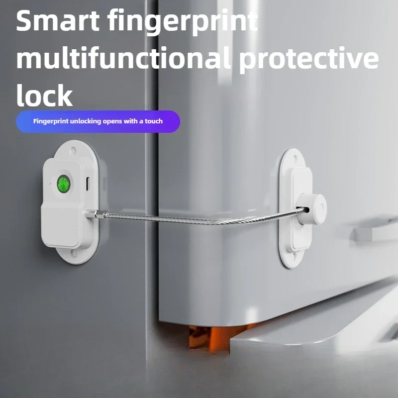 2026 Bold Chain Locker Electronic Lock Office Smart Password Fingerprint Lock, Non-punching Refrigerator Protective Lock
