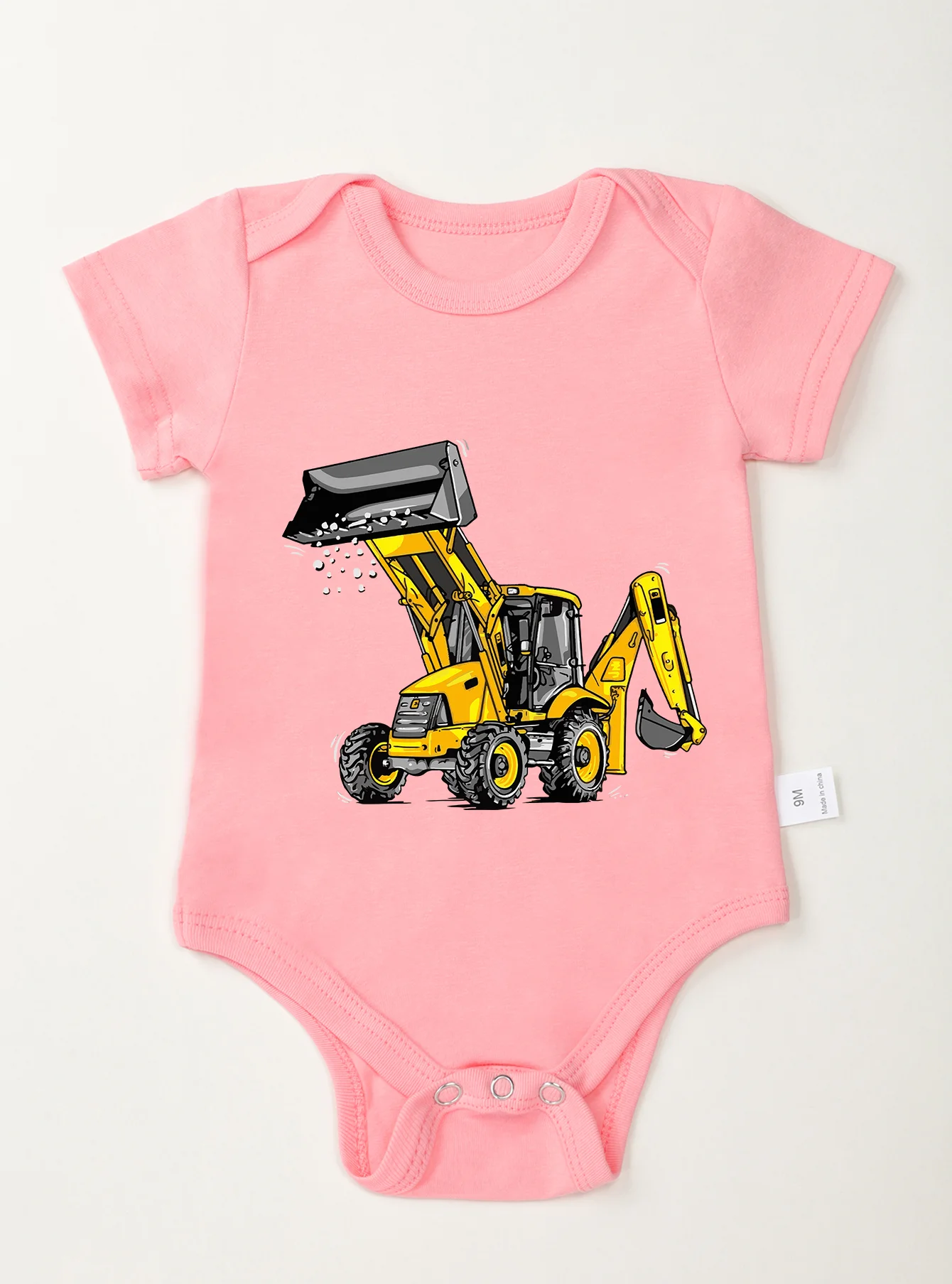 Toddler Baby Girl Boy Short Sleeve 0-24M Infant Jumpsuit Romper Clothes Excavator Pattern Cool Newborn Bodysuit Onesie