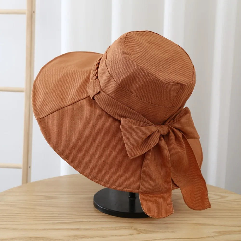 

Fashion Wide Brimmed Women's Sun Hat Casual with Bowknot Sunscreen Visor Cap Foldable Soft Bucket Hat Vacation