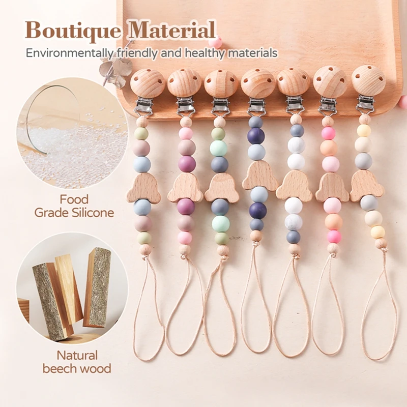 Baby Silicone Beads Pacifier Chain Oral Nursing Nipple Chain Customizable Beech Bear Infant Soothing Nipple Pacifier Chain