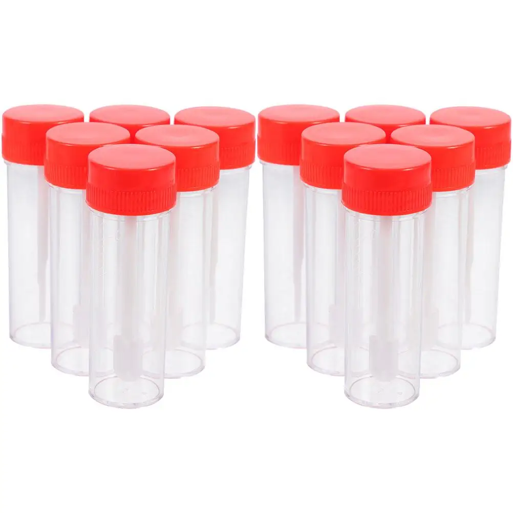 

12Pcs Disposable Stool Sampling Tubes Leak Proof Specimen Collection Containers Plastic Sample Storage Test Tube Medical