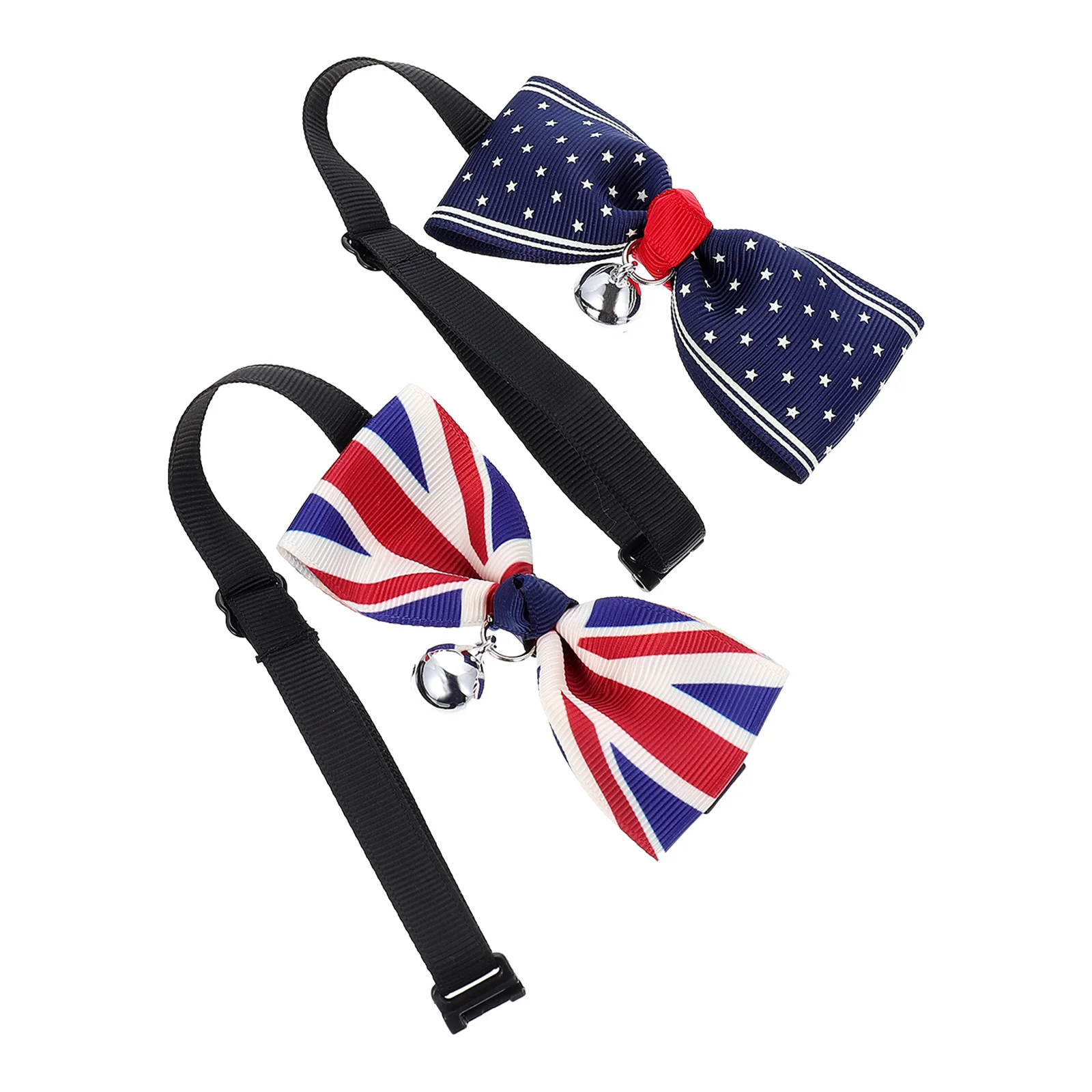 

2Pcs Adjustable Pet Collars Safe Durable Pet Puppy Cat Collar Lightweight Bow Tie for Festival Party Cat Collar with Bell