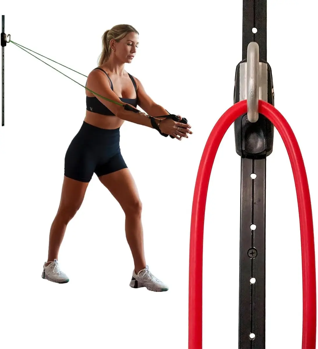 

Compact Home Gym Resistance Band Wall Anchor Kit for Full Body Workouts with Adjustable Rail and Car