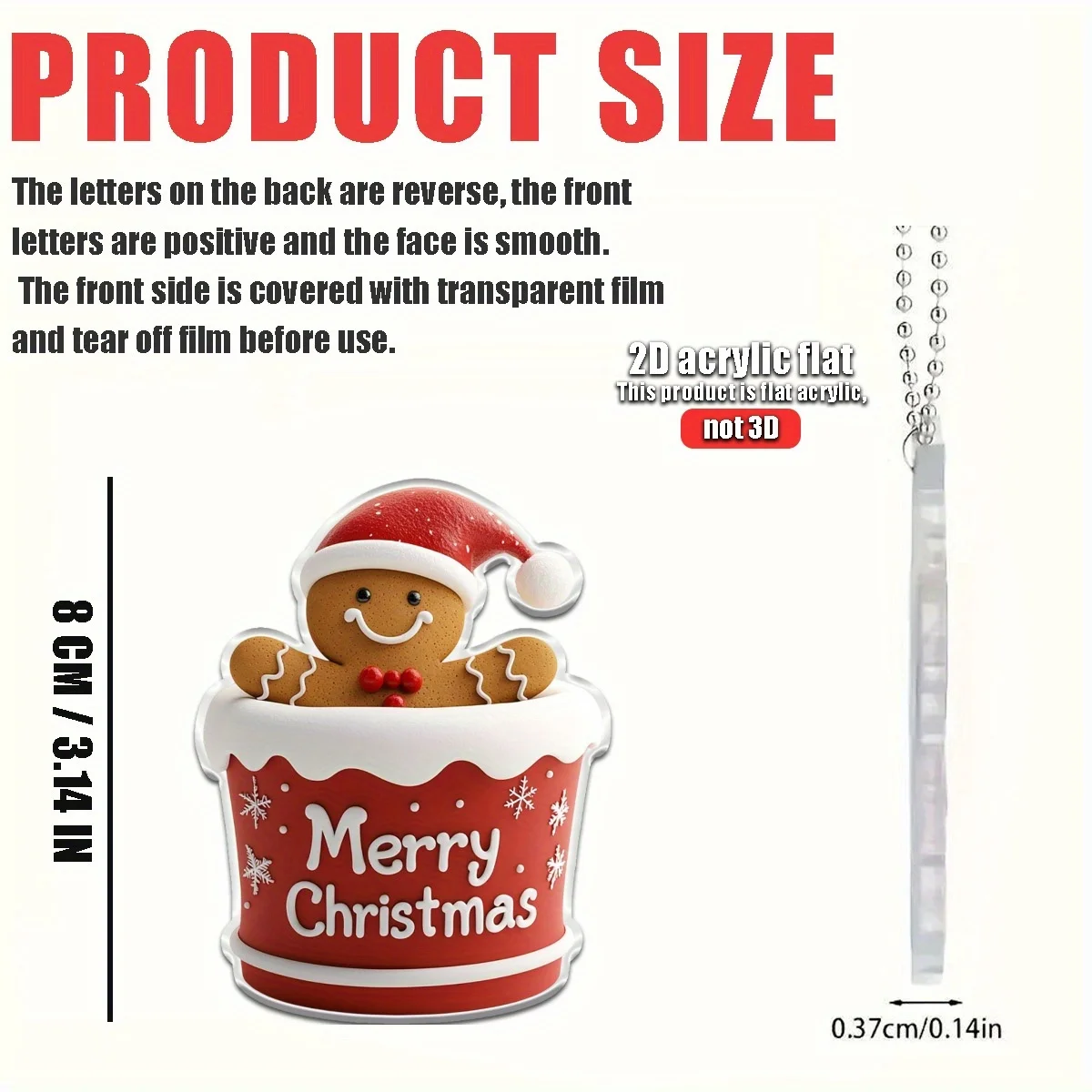 2D Christmas hat Gingerbread Figurine Ornament Suitable for Car Home Festival Decoration Christmas Tree Pendant Christmas Gift