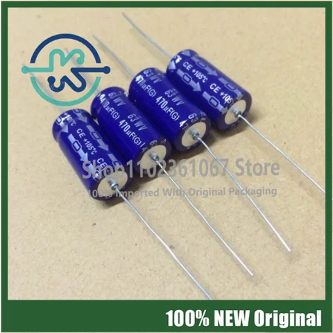 10PCS 470uf 63v 13X26mm 13X31mm Horizontal axial polarized aluminum electrolytic capacitor New original