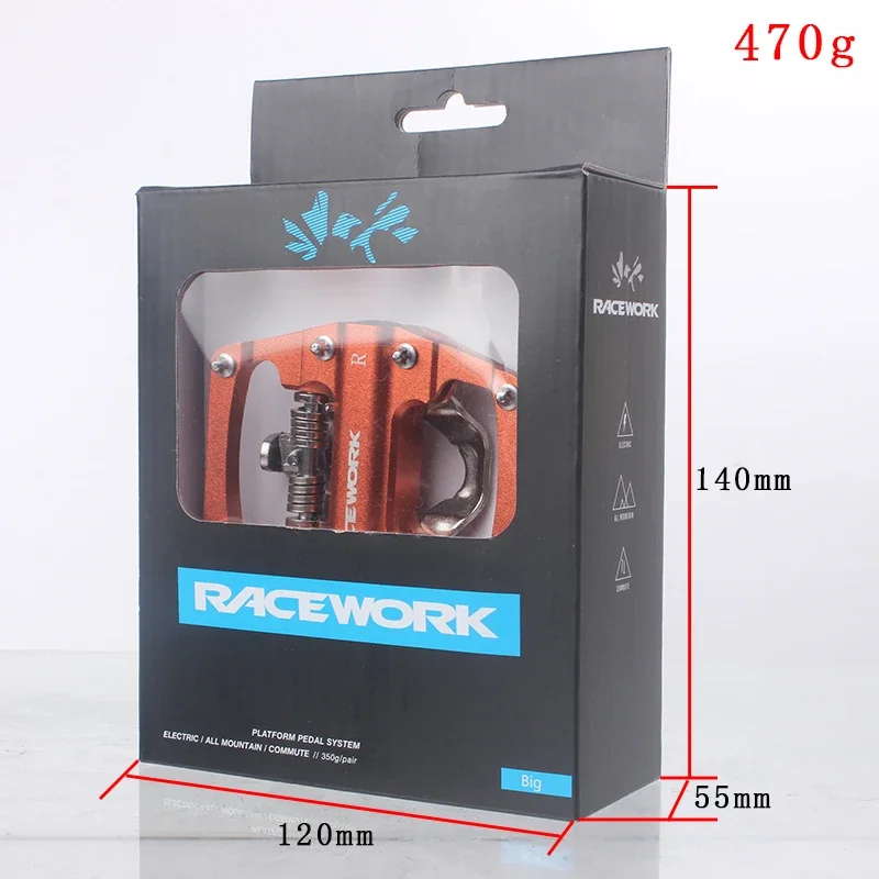 RACEWORK Mountainbike-Fahrradpedale MTB Klickpedale Selbstverriegelnde CNC-Aluminiumlegierung DU-Lager Doppelte Flachplattform – Detail 6