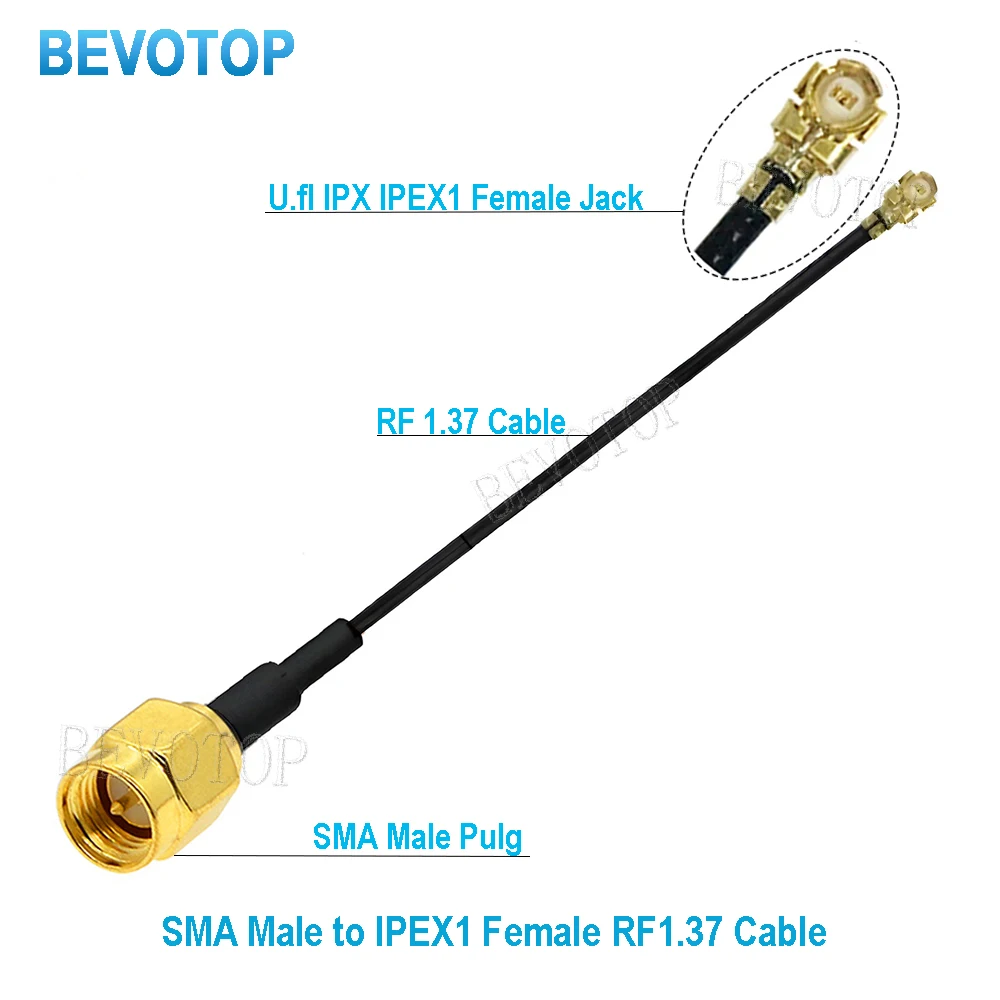 

10pcs/lot IPEX RF1.37 Cable RP-SMA/SMA Male to u.FL/IPX/IPEX-1 Female Adapter RF Coaxial Pigtail WIFI Antenna Extension Cable