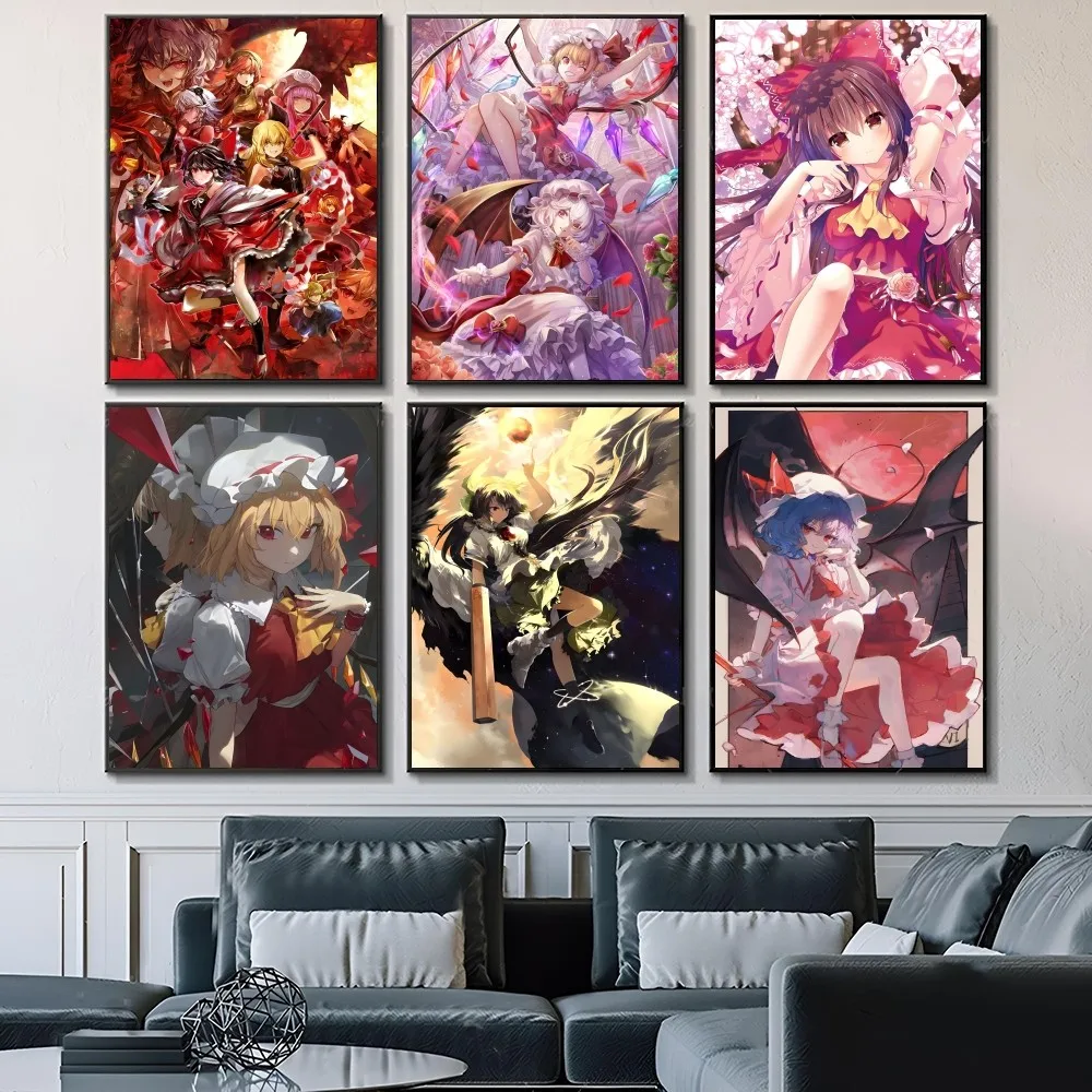 Anime Touhou Project Self-adhesive Art Waterproof Paper Sticker Coffee House Bar Room Wall Decor