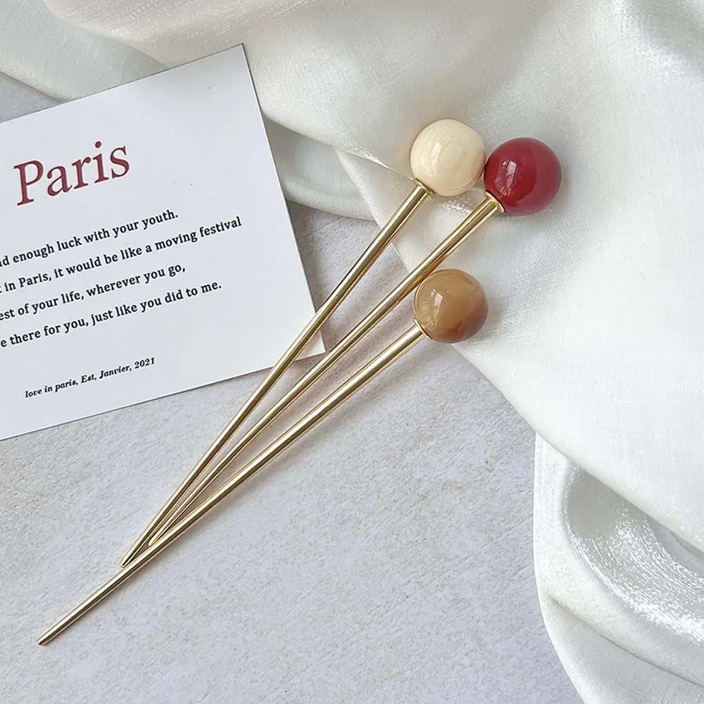 الكرة المعدنية النساء دبوس الشعر العصي الشعر المعدنية النمط الصيني أغطية الرأس النمط القديم دبوس الشعر أغطية الرأس القديمة Hanfu الشعر العصي