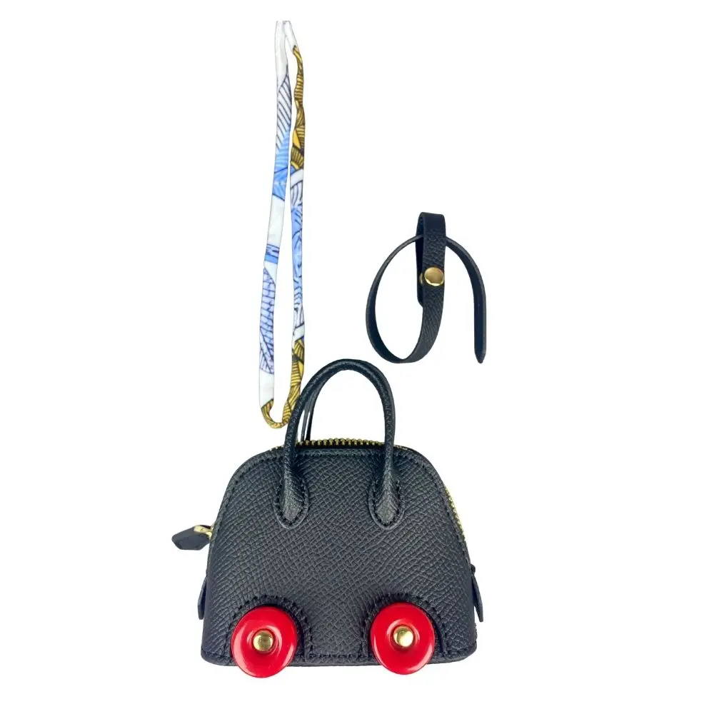 Mini-Taschenanhänger aus Leder mit niedlichen Rädern – Kopfhörer- und Lippenstiftbeutel mit zwei Riemen – PU-Leder – ideal für Taschenzubehör – Detail 18