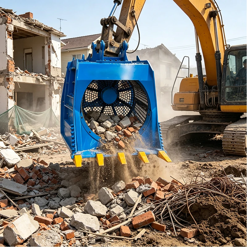 Stone Screening Bucket Excavator Attachment Hydraulic Rotary Drum for Gravel Sand Soil Material Classification