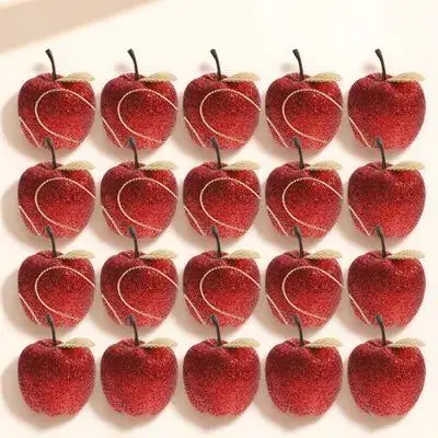 

20pcs Foam Apple Hanging Ornament Christmas Tree Decor Vintage Xmas Decoration Indoor Holiday Party Home Fireplace Wall Mantel