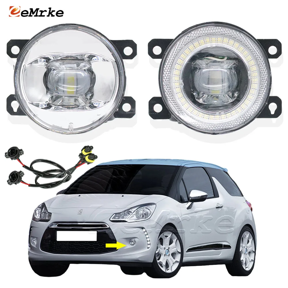 

LED Fog Light Assembly with Lens and Daytime Running Lamp for Citroen DS3 DS 3 2009-2019 Angel Eyes DRL 15W Car Driving Lights