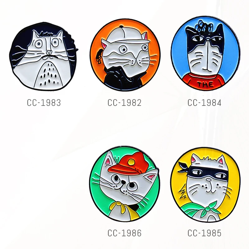 Desenhos animados Cat Enamel Pins, Animal Pins, Bolsa, Roupas, Lapel Badge, Presente de jóias para crianças, SEGUIR MEUS PÉS WEOCW